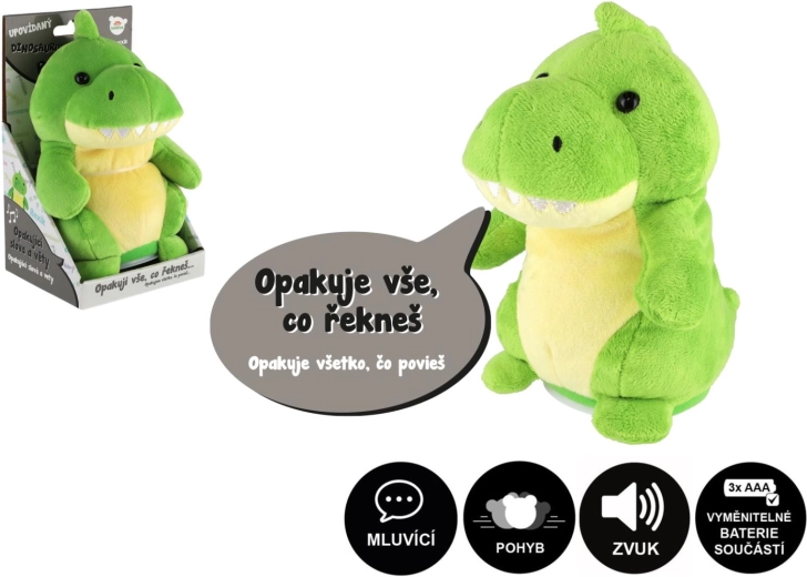 Plišasti dinozaver Rexek, ki ponavlja stavke, z zvokom, 18 cm