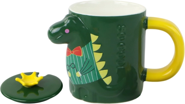 Skodelica z zelenim dinozavrom s pokrovčkom 400 ml