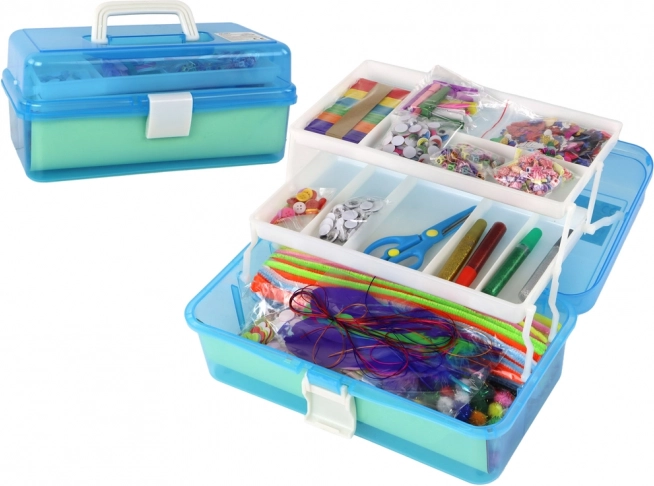 Modra ustvarjalna umetniška DIY set v kovčku