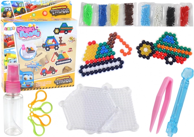 Komplet vodnih perlic DIY – čarobne perlice, 8 barv, gradbena vozila