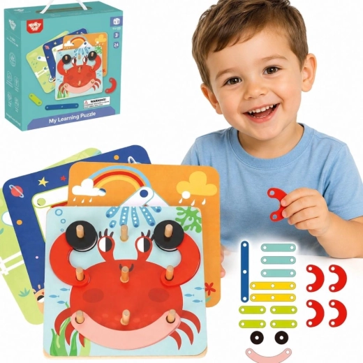 Leseni mozaik in nizanje/puzle z vrvico 30 delov Tooky Toy