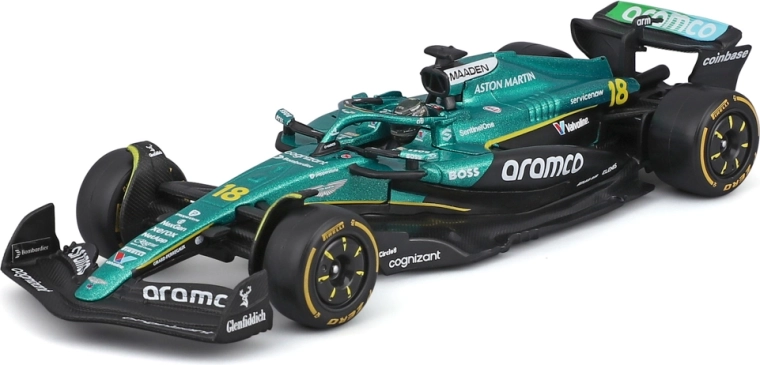 Model formule 1 Bburago Aston Martin AMR25 2025 #18 Lance Stroll 1:43 v akrilni škatli
