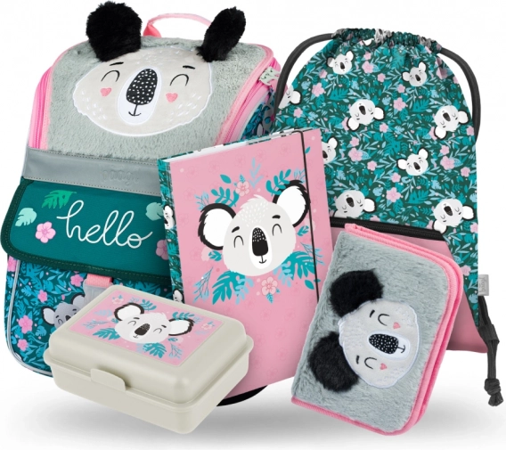 Set šolskih pripomočkov Zippy Baby Koala: torba, peresnica, vrečka, mape, škatla