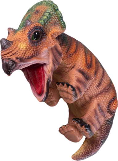 Rjav ročni maňásek dinozavrski mladič 42 cm - 1 kos