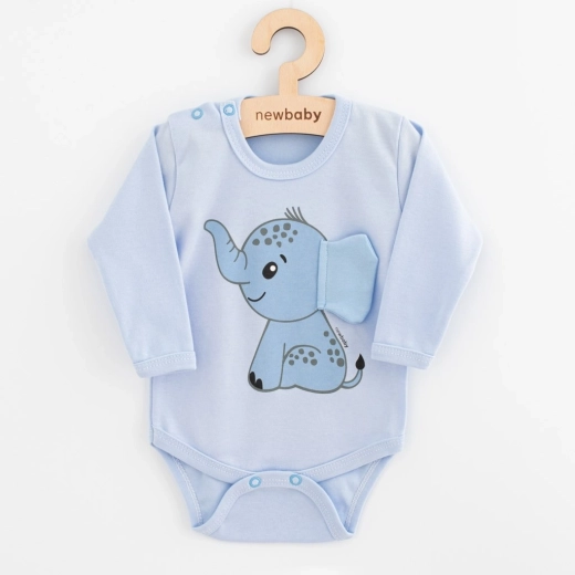 Dojenjsko bodi z dolgimi rokavi New Baby Happy Elephant, moder