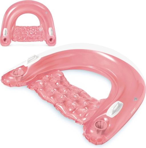 Napenljiv plavajoči stol z držali za pijačo rožnat INTEX 147 × 99 cm