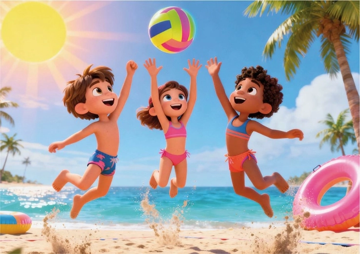 Vesele plažne ilustracije spodbujajo igro