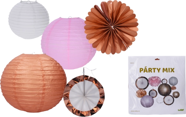 Party mix papirnatih dekoracij – lampijoni, pomponi in viseči okraski (komplet 12 kosov)