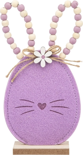 Filcna figurica zajca z vijoličnimi perlami 22 cm