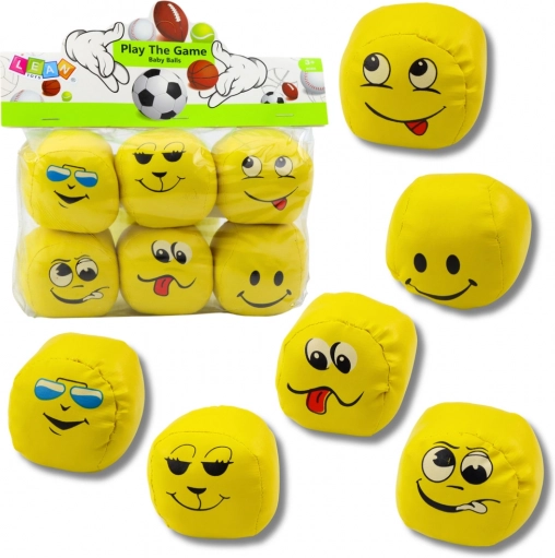 Mehke športne žogice Emojiji Komplet 6 kosov 7 cm