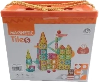 Magnetni gradbeni komplet za stezo za kroglice, grad, 139 delov