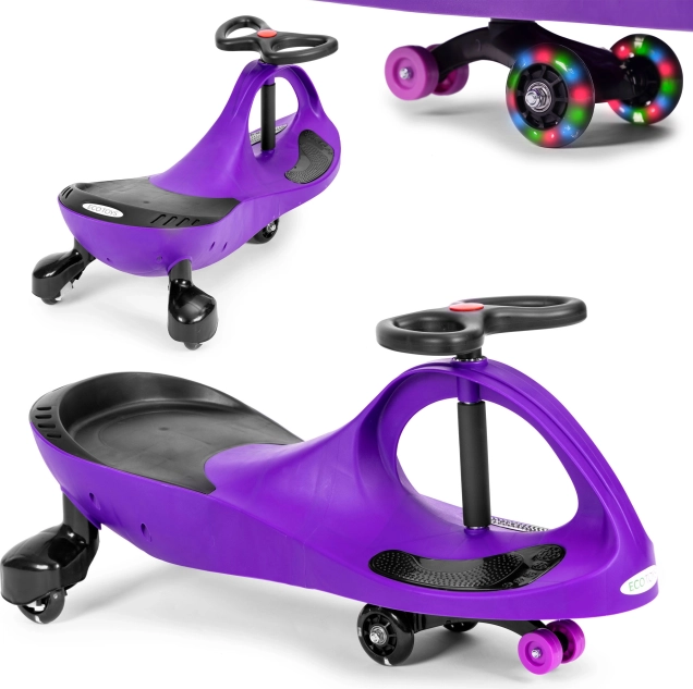 Poganjalec wiggle car z LED kolesi vijoličen ECOTOYS