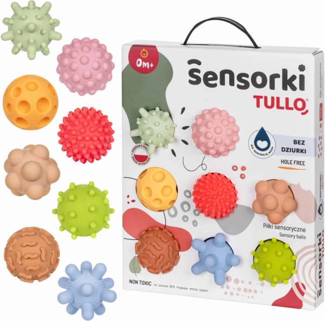 Pastelni senzorične žogice Tullo - set 8 žogic