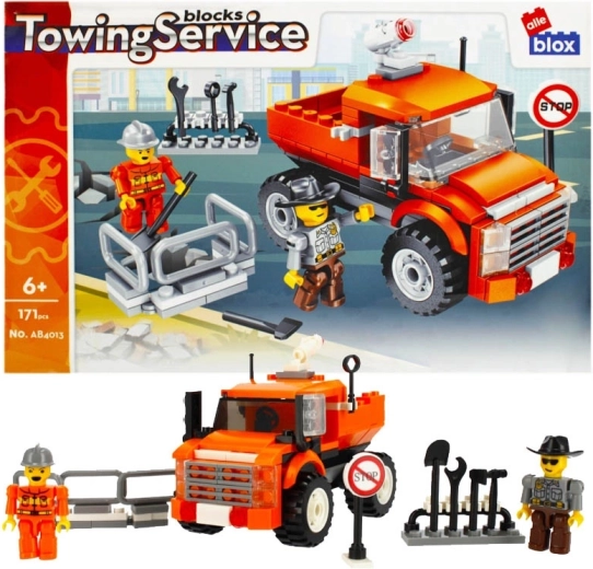 Tow Truck Building Set – Orange Work Vehicle with Minifigures