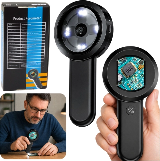 Prenosni digitalni ročni mikroskop z IPS zaslonom in 8× LED (100×)