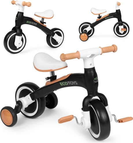 Poganjalec s pedali 3v1 črn ECOTOYS