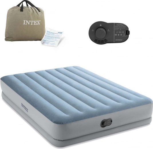 Napihljiva zakonska postelja INTEX 203 × 152 × 36 cm z vgrajeno električno črpalko