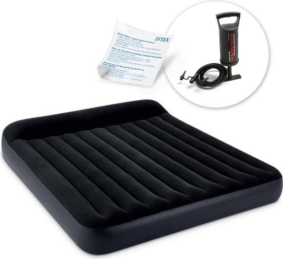 Napihljiva dvoposteljna vzmetnica z ročno pumpo 203 × 183 × 25 cm INTEX