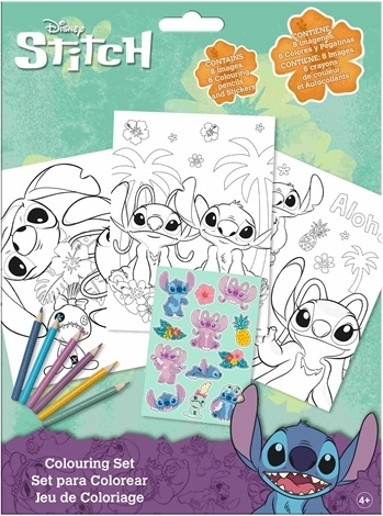 Disney Stitch komplet za barvanje z barvicami in nalepkami