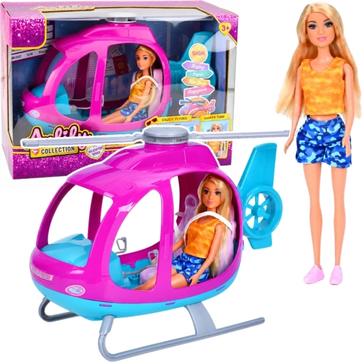 Anlily doll with a pink helicopter with movable rotors