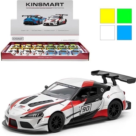Toyota GR Supra Racing Concept dirkalni kovinski model avtomobila 1:36 s pull-back mehanizmom