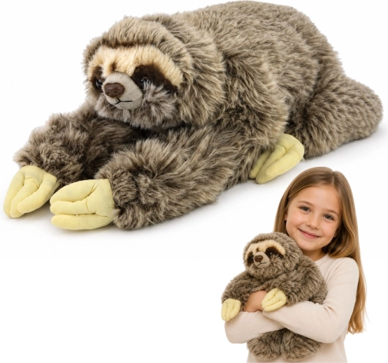 Plush realistic sloth with hook-and-loop fasteners on paws 34 cm - 1 piece