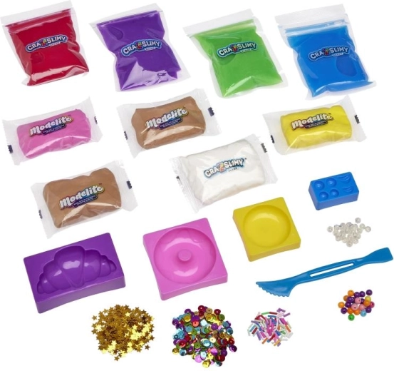 Mešanica tekstur: bleščeča sluz, marshmallow sluz in lahkotna modelirna masa