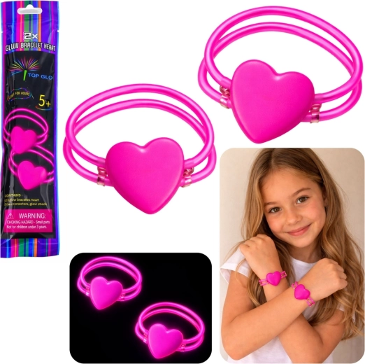 Dvojni svetleči zapestnici srce neon glow stick – set