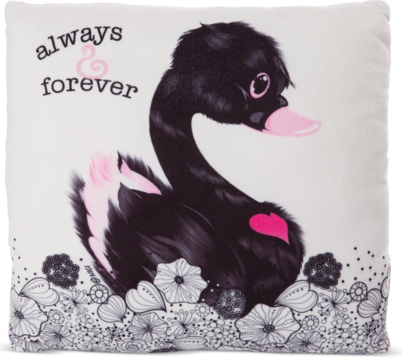 NICI Love Pillow Black Swan 30 × 30 cm