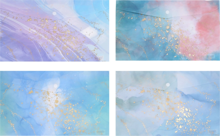 Plastična mapa z gumbom A4, marmorni dizajn, barvna