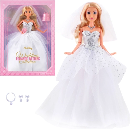 Modna punčka v belih poročnih oblačilih