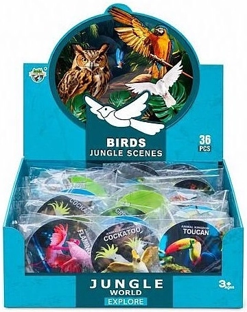 Decorative bird 6 cm (12 variants), 36 pcs in a box