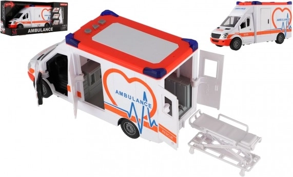 Igračka Ambulanca Plastična 28cm s Nosili in Vztrajnikom s Svetlobo in Zvokom