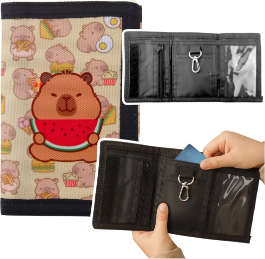 Otroška tekstilna denarnica na ježka s karabinom – kapibara z lubenico