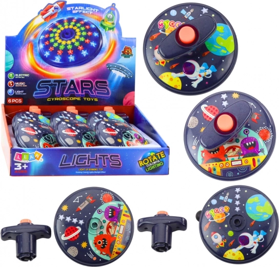 Svetleči vesoljski disk z zvokom – vrteči se UFO vrtavka