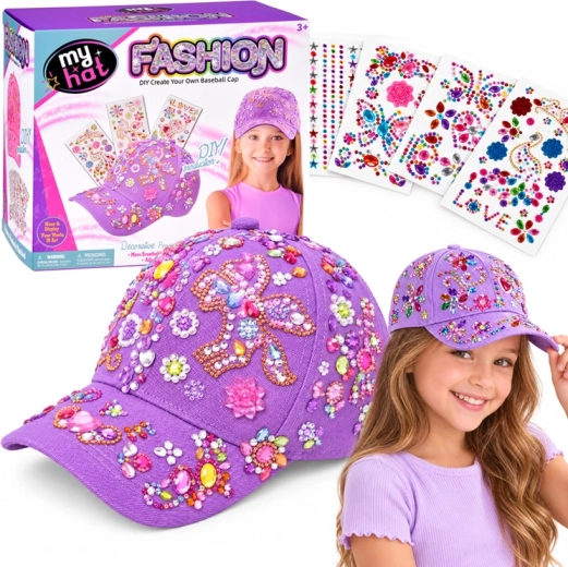 DIY cap decorating kit – lavender + gem stickers - 1 piece