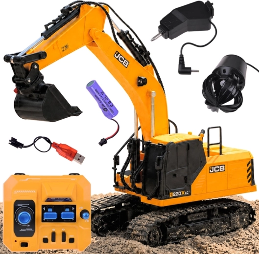 Daljinsko voden gosenični bager JCB s 3 zamenljivimi nastavki - 1 kos