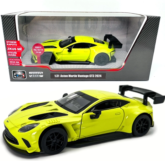 Kovinski model Aston Martin Vantage GT3 s svetlobnimi in zvočnimi učinki v merilu 1:31