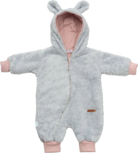 New Baby teddy bear sivo-roza otroški zimski kombinezon