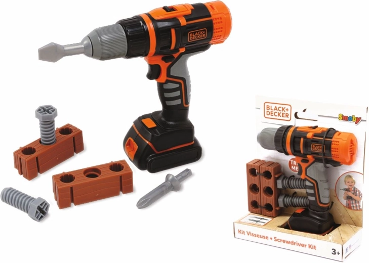 Smoby Black+Decker mehanski akumulatorski vrtalnik in vijačnik z dodatki