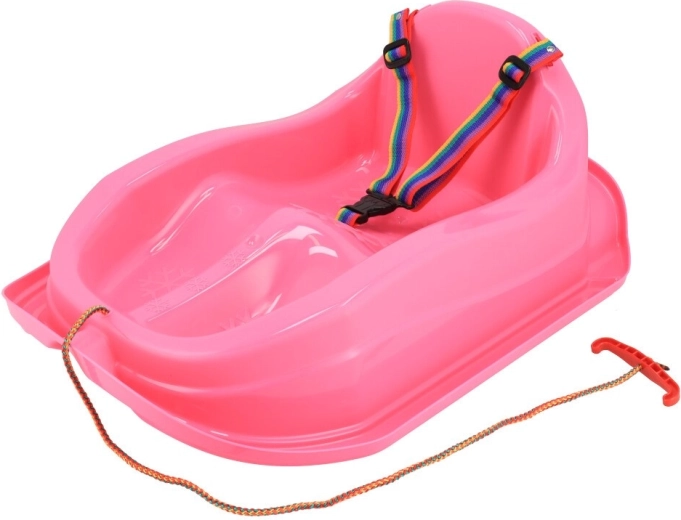 Plastične sani z naslonom BABY MIX Mini rožnate