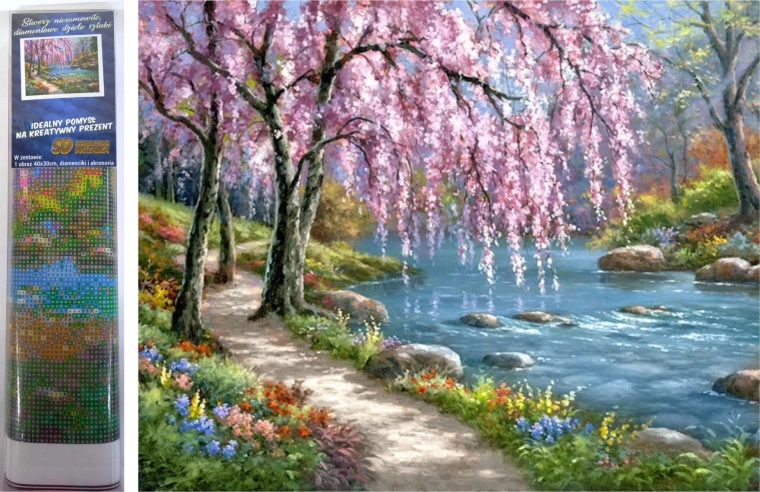 Norimpex diamantno slikanje Sakura ob reki 30x40 cm