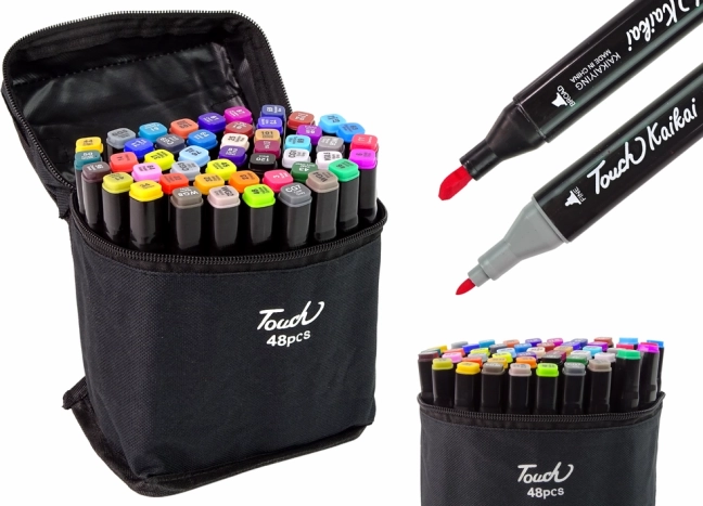 Set 48 obojestranskih alkoholnih flomastrov z etuijem