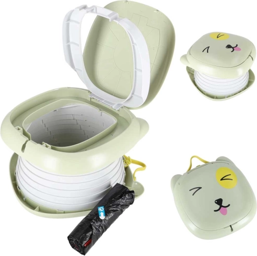 Zložljiva potovalna kahlica za otroke, zelena