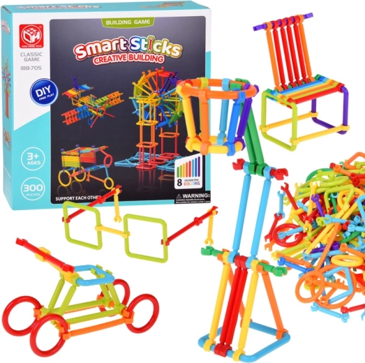 Smart Sticks Construction Set – rods and connectors, 300 pieces