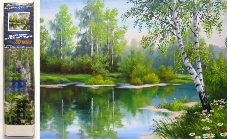 Diamantno slikanje Pomladna pokrajina 30x40 cm
