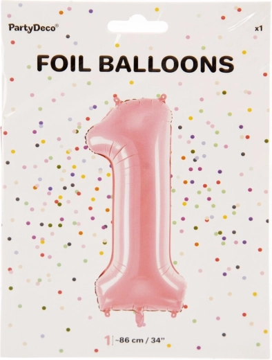 Roza folijska številka 1 balon 86 cm