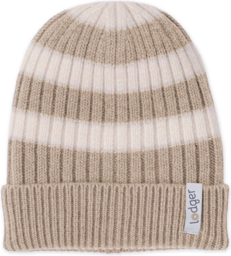 Lodger knitted merino hat Stripe beige (0–3 months)