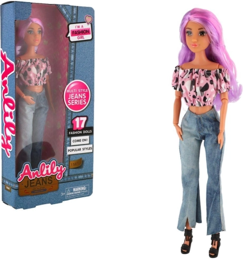 Anlily zglobna modna punčka v jeans outfitu 30 cm