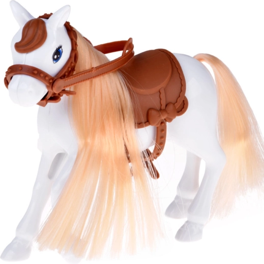 Konj s sedlom in uzdo